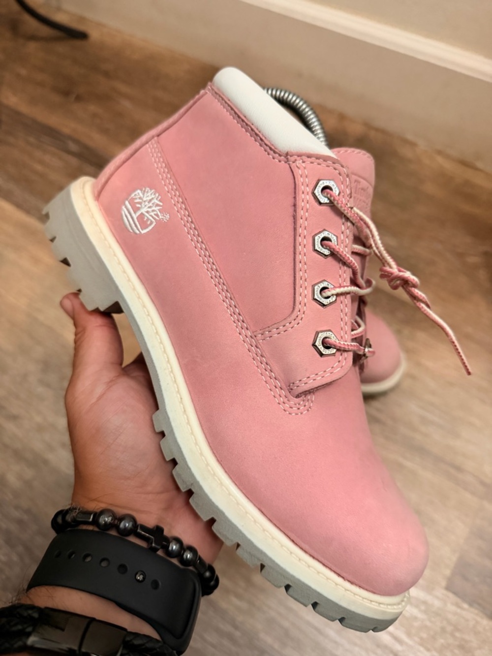 TIMBERLAND Women's Nellie Pink Nubuck Leather Waterproof Chukka Boots Sz 7.5